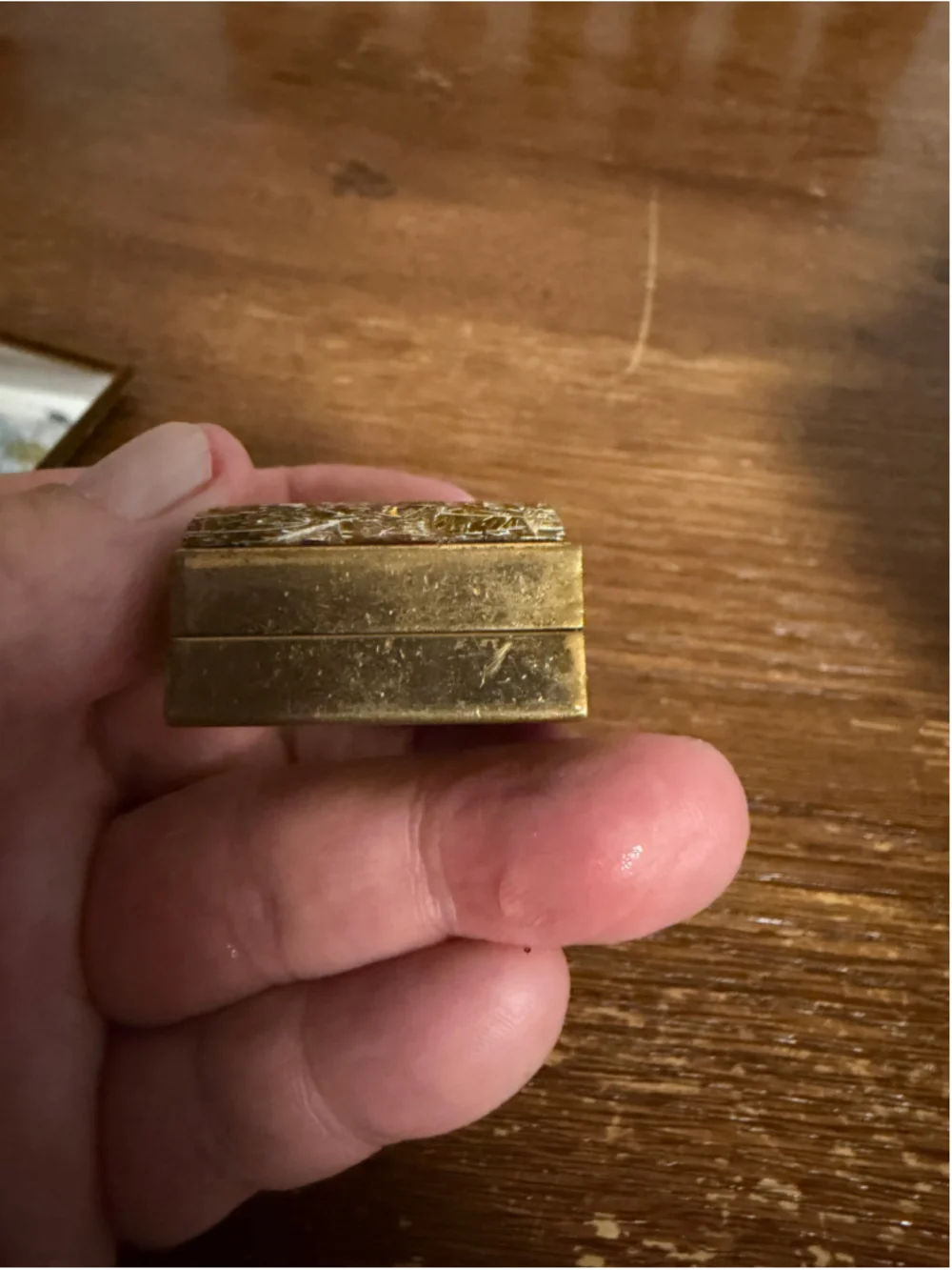 Vintage Gold Tone Vanity Set Powder Compact Mirror & Mini Perfume Bottle Glitter